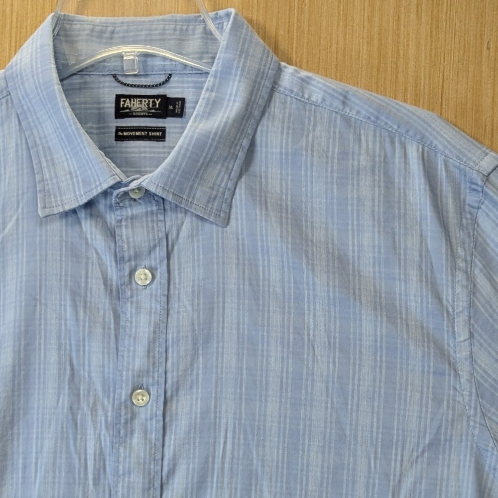 Faherty Reserve The Movement Shirt Mens Size XL Blue Striped Supima Cotton